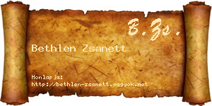 Bethlen Zsanett névjegykártya